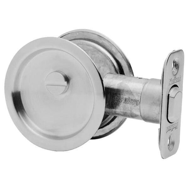Kwikset: Round Pocket Door Lock / Privacy / Satin Chrom